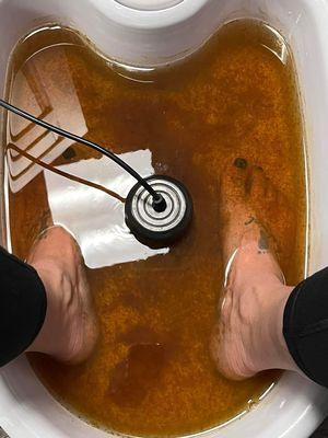 Foot detoxing to pull impurities from the body.