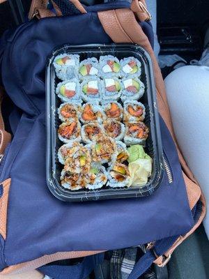 Avocado Eel roll, sweet potato roll and Philadelphia roll