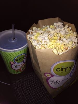 Large Popcorn and Large Soda (refills only on popcorn for some reason)