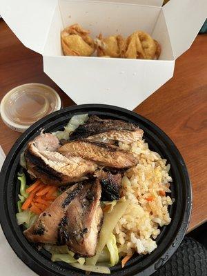 Junior Chicken Breast Teriyaki Bowl and Crab Rangoon