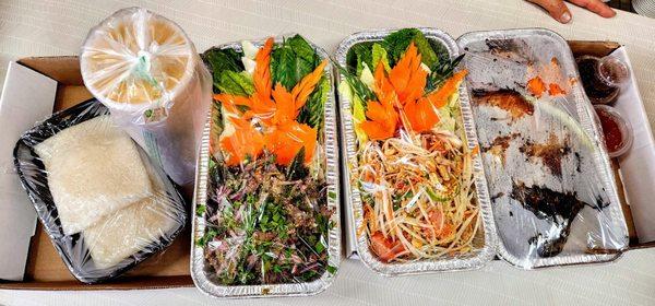 Beef Larb Gai and Thai Salad