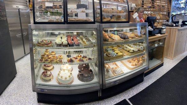 Nice selection of different pastries, cookies, sandwiches and other tasty treats.