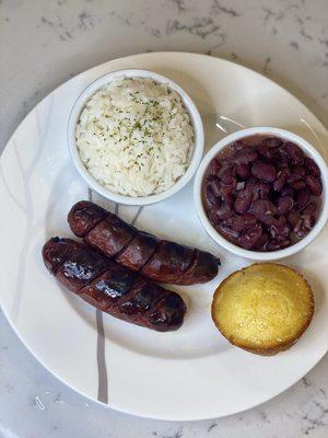 Bbq beef links red beans and rice