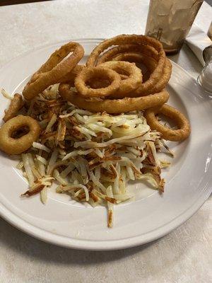 Onion rings and hash browns