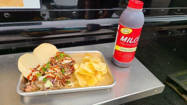 BBQ Pulled Pork Sliders & Milo's Sweet Tea from Jerrik's BBQ. I can't think of a more satisfying snack.