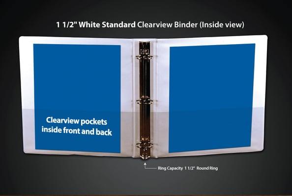 Inside shot of 1.5" White Standard Clear View Binder