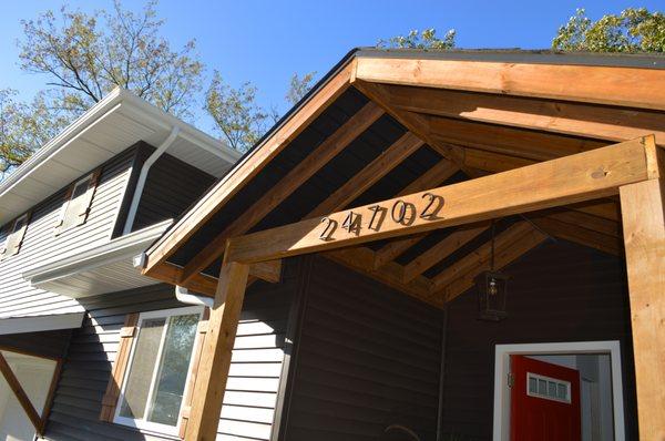 New entry with exposed rafters.