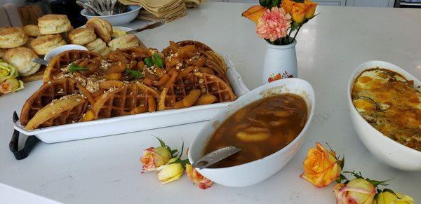 The famous Hennessey infused waffles with homemade syrup. Also, fresh, homemade biscuits