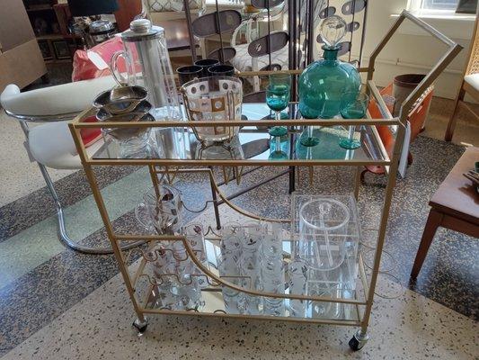 Gorgeous gold bar cart