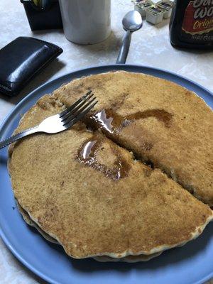 Train Station's pancakes are enormous, thick, and fluffy. My fork on left to provide a sense of scale