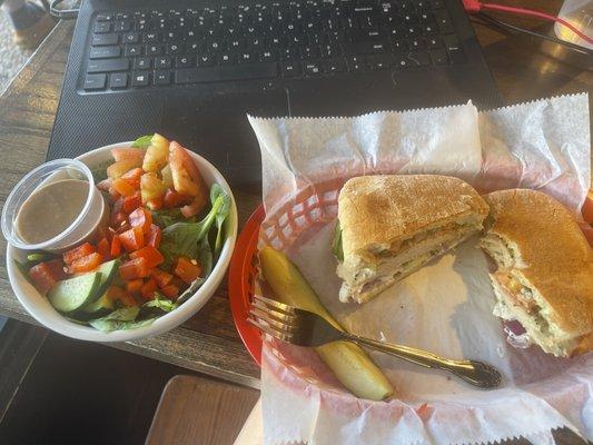 East L.A. Panini with house side salad with balsamic vinaigrette