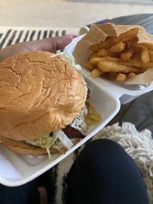 burger + fries to-go!