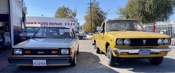 My #76Hilux pickup truck and a classic 81 Datsun 210