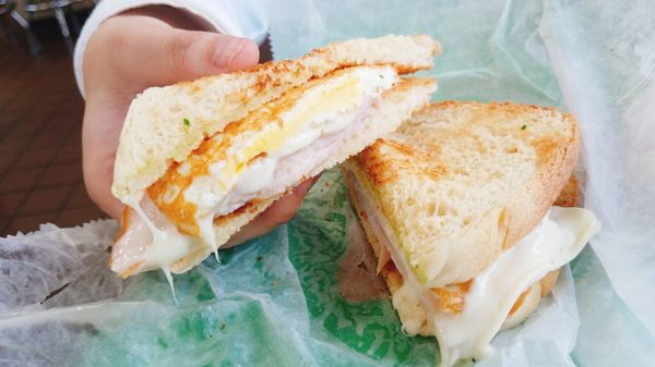 Egg, turkey, and cheese sandwich