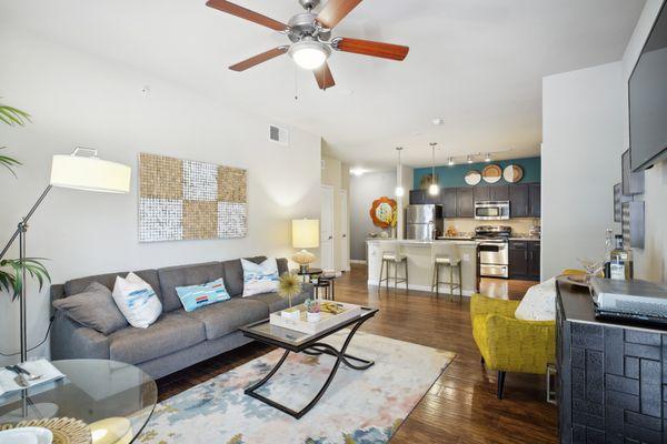 Living room and kitchen