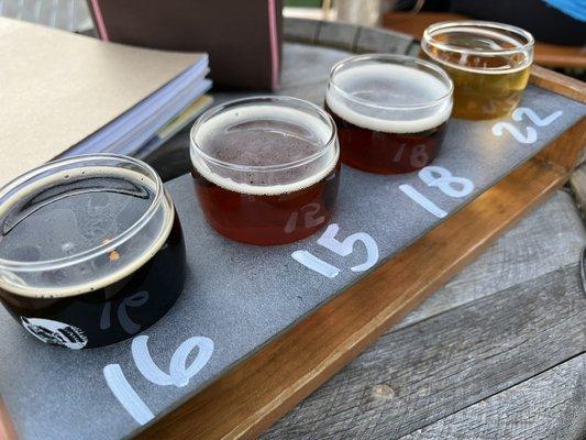 Flight. Great selection of local beers on tap.