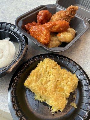 Wednesday Wing Bar! and the greasiest corn casserole (yuck)