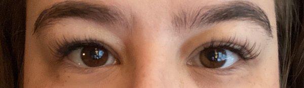 The eye on the left is a little swollen from allergies, but I got a lovely fan of mink lashes!