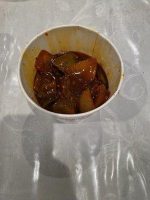 Shrinflation: This is the FULL take out portion of spicy chili fish with gravy!!