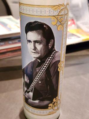 Johnny Cash candle from gift shop