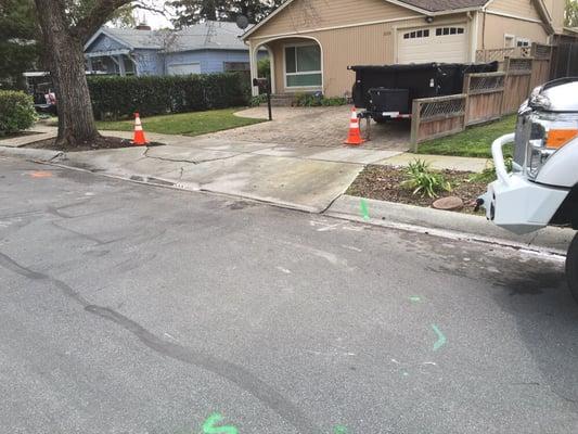 Before sewer replacement, open trench, San Mateo County