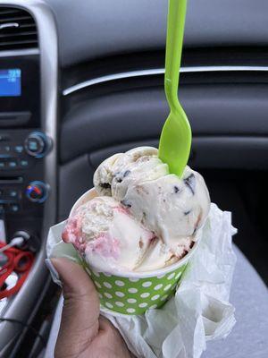 Chocolate chip cookie dough - my fav & New York Strawberry Cheesecake Ice Cream .