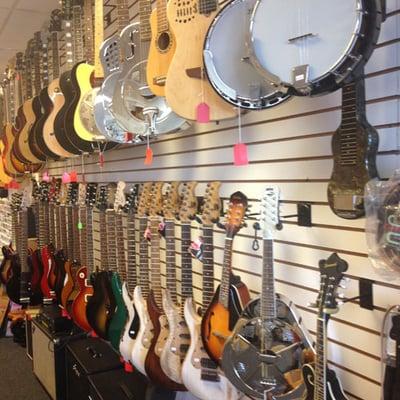 Wide selection of stringed instruments at Tapp's Music.