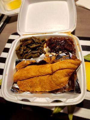 Fried Fish. Candied Yams.  Green Beans