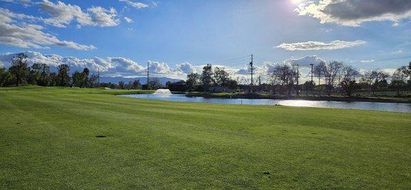 The challenging hole 18th!  If your tee shot lands dry, , you have a shot at a TOUGH par 4.