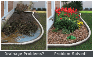 Before and after the installation of a drainage solution.