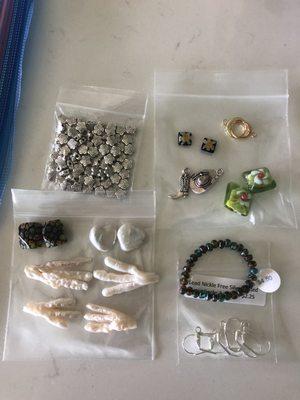 Glass beads, pearls, charms, findings