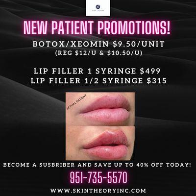 New patient deals for botox, lip fillers, laser hair removal and. more!