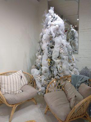 Beautiful Christmas tree in the back of the store.