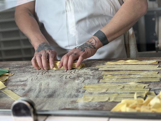 Hand cut and rolled pasta