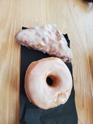 Cherry turnover and glazed donut.