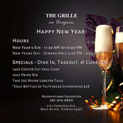 New Year's Eve & New Year's Day Specials!