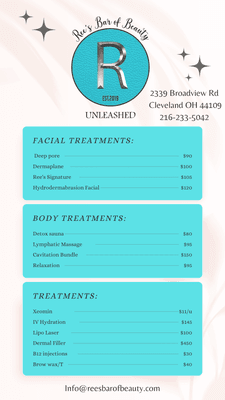 Some of our skincare and body enhancing treatments