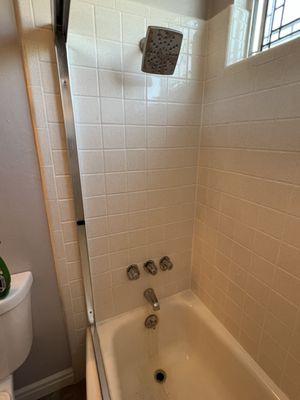 Tub shower regrout after