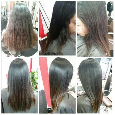 Before on top After on bottom. Keratin Treatment by Claudia