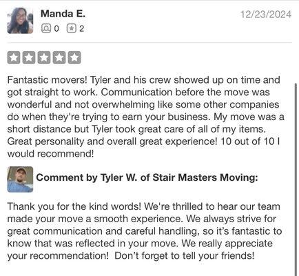 Another awesome review from another awesome client .