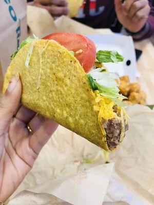 Crispy taco with pinto beans