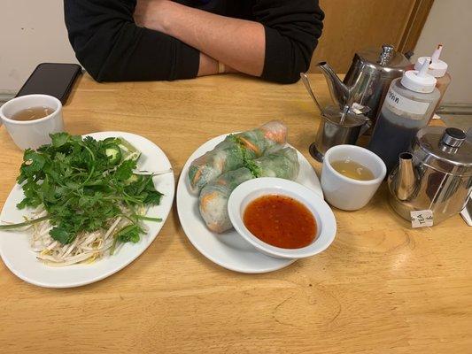 Fresh Spring Rolls and hot tea