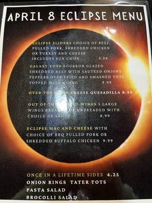 April 8, 2024 eclipse menu