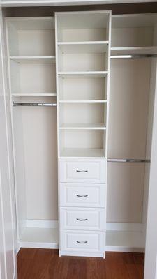 reach in closet organizer. custom shelving.