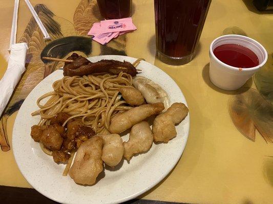 Vegetable Chow Mein, Sweet & Sour Chicken, Orange Chicken