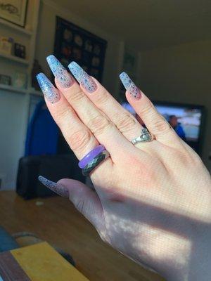 long holographic coffin shaped nails