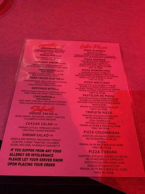 Food menu