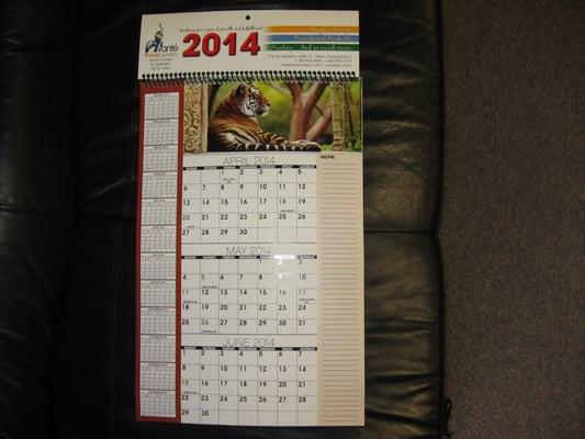 12 Month Calendars, 3 Months at a time.