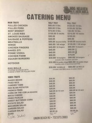 Catering menu