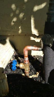 New irrigation gate valve install underneath water main shut off valve..